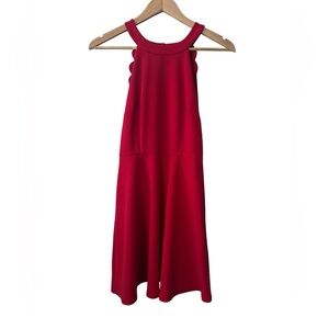 BCX Tomato Girl Halter A Line Dress Scalloped Edge Wedding Guest Size 3